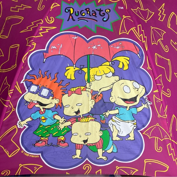 90s Vintage Rugrats Kids Umbrella 1998 Viacom Pink Parapluie Les Razmoket - Picture 9 of 17